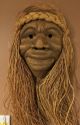 Cool Old Gold Painted W/grass Hair 11” X 7” Wood Carved African Mask Masks photo 1
