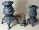 Three Vintage Antique Cast Iron Pot Belly Stove.  Child ' S Toy,  Salesman Sample Stoves photo 2