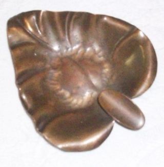 Craftsman Co.  Handmade Copper,  Leaf Ashtray,  437,  Arts & Crafts Movement, photo