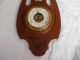 Art Deco French Carved Oak Wood Wall Barometer,  Thermometer,  Early 20th Century. Other photo 2