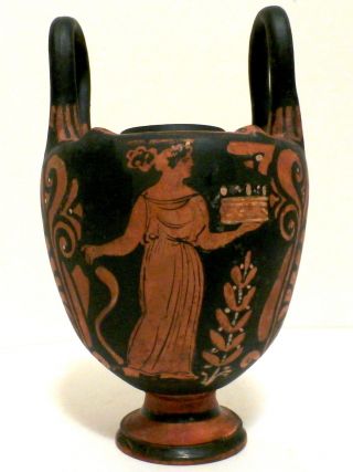 Rare Greek Black On Red Two Handle Vase - Apulian Lebes Gamikos 4th Century Bc photo