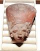 Pre Columbian Ecuador Pottery Head Fragment Polychrome 4 Inches Jamacoaque The Americas photo 3