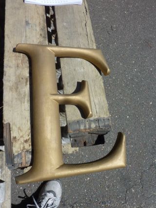 Large Antique C1910 - 1920 ' S Gold Leaf Wooden Letter Symbol E 15.  25 