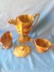 Antique Paint Decorated Toleware Metal Tea Pot With Creamer And Sugar Bowl Toleware photo 9