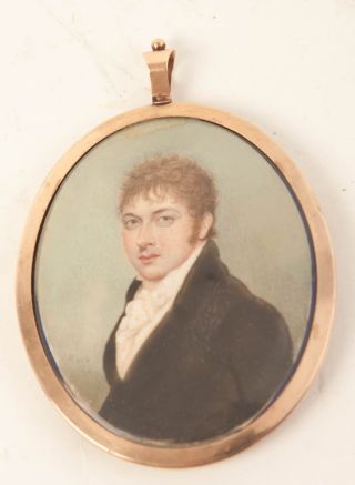 Antique Miniature Portrait Oil Painting On Ivory By Sampson Towgood Roche photo
