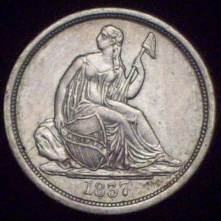 1837 Seated Liberty Dime Silver Awesome Au+ Detailing No Stars Rare Flat Top 7 photo
