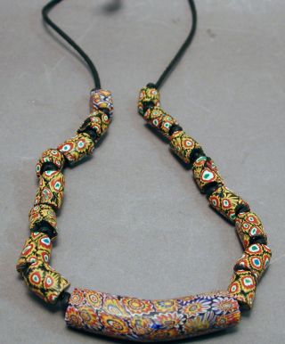 Venetian Trade Beads Jewelry Glass Currency Mille Fiori Necklace Ethnix photo