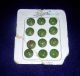 12 Vtg Czech Czechoslovakia Iridized Art Glass Buttons Card Green Painted Birds Buttons photo 2