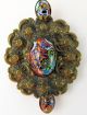 Vtg Antique Victorian Murano Millefiore Art Glass Belt Buckle Hat Flash Button Buttons photo 4