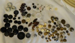 Collection Of Vintage And Antique Buttons - Coat & Dress Buttons - Metal & Wood photo