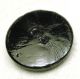 Antique Black Glass Button W/ Bright Carnival Luster 4 Leaf Design 11/16 