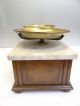 Antique Wood Box Brass Trays Marble Top Decorative Merchants Weight Scale Parts Scales photo 6