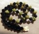 Vtg / Early Natural Carved Hard Stone Necklace W/polished Black Beads W/tag 24 