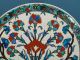 Antique Ottoman Turkish Iznik Plate Charger Faience Ceramic Pottery Tulip Vase Middle East photo 1