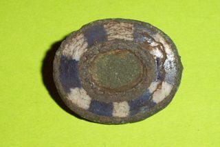 Ancient Roman Disc Brooch Blue White Enamel Old Jewelry Antique Enameled photo