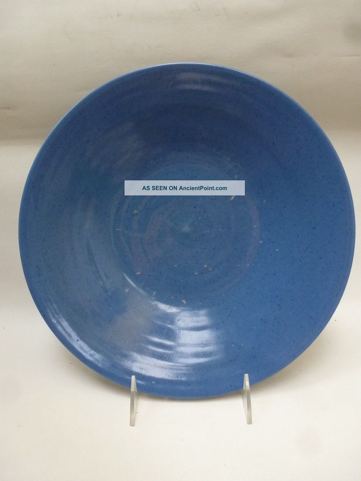 19th Or 18th Century Chinese Blue Monochrome Plate Bowl Plates photo
