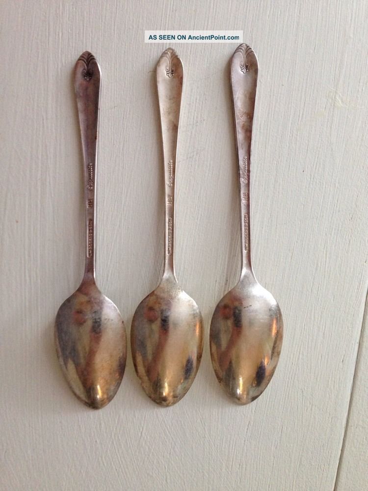 3 William Rogers And Sons 1940s Silverplate Teaspoons Exquisite Flatware & Silverware photo