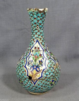 19c.  Antique Ottoman Turkish Iznik Islamic Faience Ceramic Vase Jug Ewer photo
