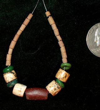 Ancient Neolithic Beads Carnelian,  Stone,  Egyptian 4 Green Faience,  Old Pipestone photo