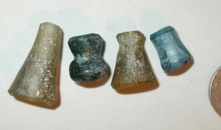 Ancient Roman Beads,  Patina Glass,  4 Bell Shape 200ad photo