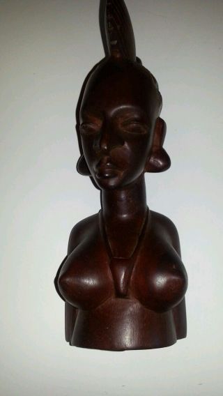 Primitive Style Wooden Mahogany African Woman Figurines Bust photo