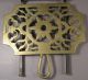 C.  1800 Decorated Sliding Brass Trivet,  Wrought Iron Base,  Hanging Hooks,  Signed Trivets photo 5