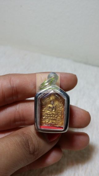 Mini Thai Amulet Pendant Rare Old Khun Phan Lp Tim Takrud Gold photo