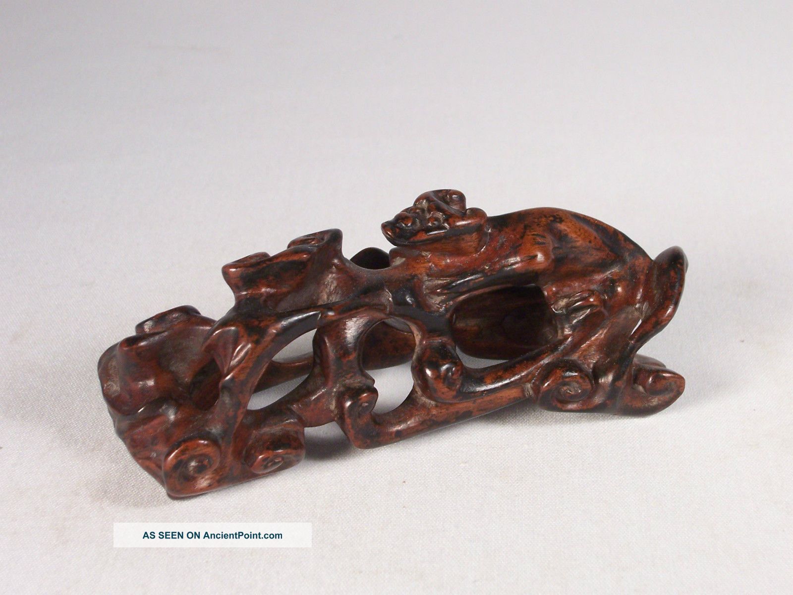 18c/19c Chinese Carved Boxwood Scholar ' S Brush Stand Or Rest Chilong & Lingzhi Other photo