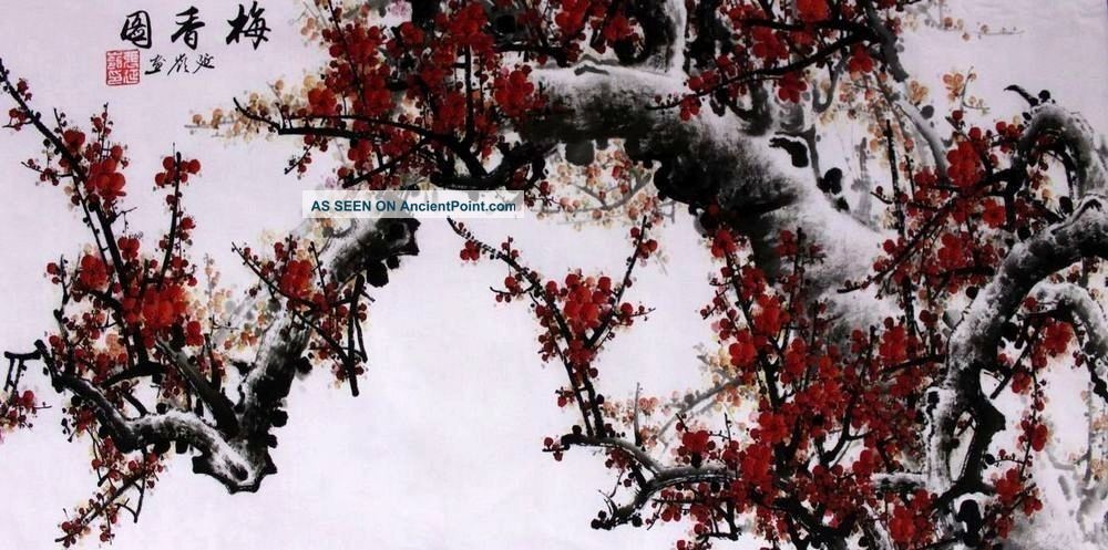Asian Art Chinese Watercolor Painting - Plum Blossom Flower Paintings & Scrolls photo