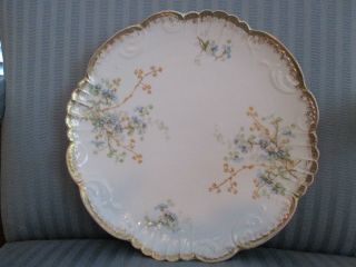 Limoges France Ak Cd Charger Show Plate Hand Painted Scallop Blue Flower photo