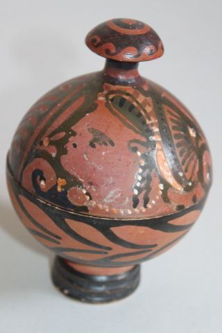 Ancient Greek Red Figure Pottery Sphere Pyxis 4th Century Bc photo
