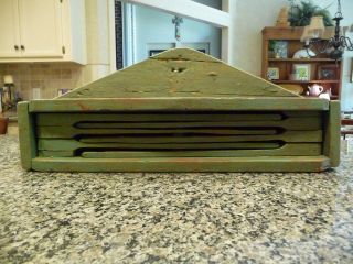 Vintage ?antique? Clothes Drying Rack Americana Primative Unusual Wall Mt Green photo