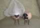 Primitive Folk Art Handmade Polymer Clay Country Sheep Wedding Couple Doll Set Primitives photo 2