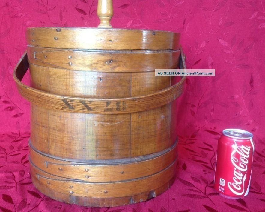 Antique Primitive Wooden Firkin Sugar Bucket Lamp 12 