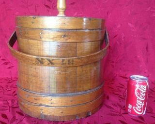 Antique Primitive Wooden Firkin Sugar Bucket Lamp 12 