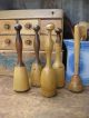 Early Antique Wood Bell Shaped Masher Butter Yellow Milk Paint Primitives photo 4