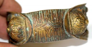 Unique Ancient Byzantine Bronze Bracelet Engraved Cross Circa 1200 - 1400 Ad - 1 photo