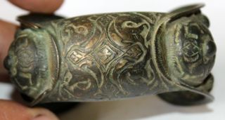Unique Ancient Byzantine Bronze Bracelet Engraved Cross Circa 1200 - 1400 Ad - 2 photo