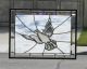 Peace Large Stained Glass Window Panel W/ Clear Beveled Dove & White Clouds 1940-Now photo 1