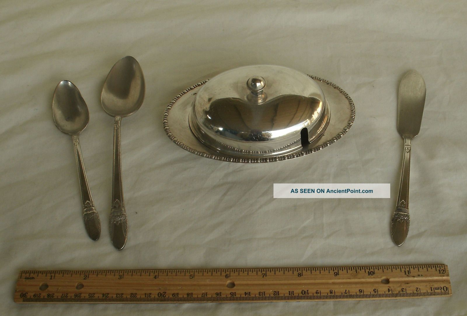 Yeoman Plate Butter Dish And Rogers Bros Silverplate Utensils Flatware & Silverware photo