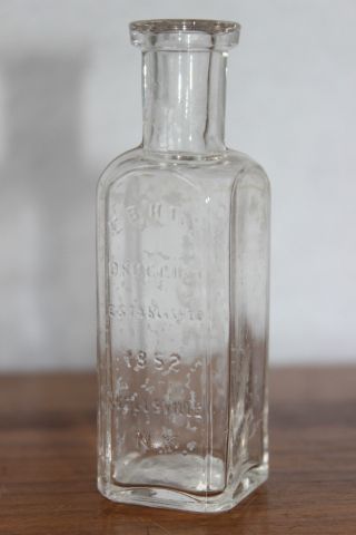 Antique E B Hall Druggist 1852 Wellsville,  Ny.  Medicine Bottle W.  T.  Glass Co Nj. photo