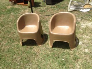 2 Funky,  Cool.  Mid Century Modern Plastic (resin?) Chairs Made In Usa By Eagle photo