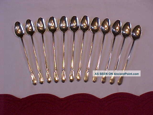 12 Adoration Iced/ice Tea Spoons 1847 Rogers Bros Lovely 1930s Pattern Flatware & Silverware photo