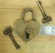 Vintage Love Heart Forever Padlock With Skeleton Keys Solid Brass Antique Lock Locks & Keys photo 10
