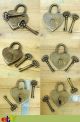 Vintage Love Heart Forever Padlock With Skeleton Keys Solid Brass Antique Lock Locks & Keys photo 11