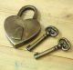 Vintage Love Heart Forever Padlock With Skeleton Keys Solid Brass Antique Lock Locks & Keys photo 3