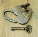 Vintage Love Heart Forever Padlock With Skeleton Keys Solid Brass Antique Lock Locks & Keys photo 6