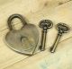 Vintage Love Heart Forever Padlock With Skeleton Keys Solid Brass Antique Lock Locks & Keys photo 7