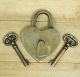 Vintage Love Heart Forever Padlock With Skeleton Keys Solid Brass Antique Lock Locks & Keys photo 8