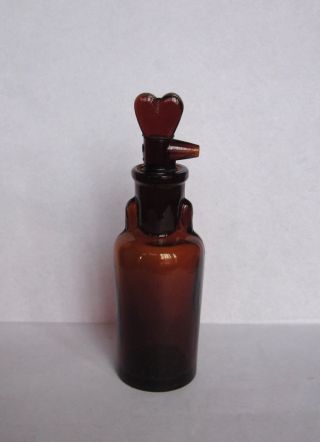 Antique German Signed Tk Drop Opium Anaesthesia Medical Amber Glass Bottle 20ml photo
